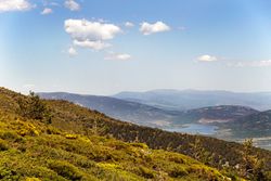 Picturesque landscape of green mountains in summer