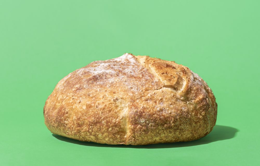 Bread on a green background, close-up