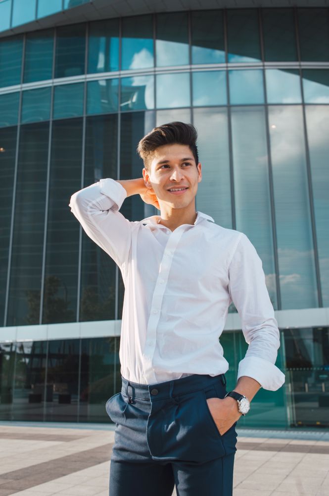 Modern elegant man on street