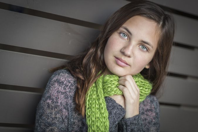 Portrait of Young Pretty Blue Eyed Girl