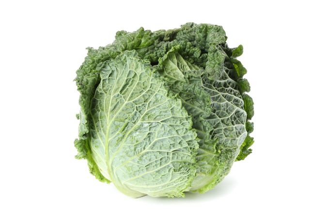 Nutritious green cabbage isolated on blank background