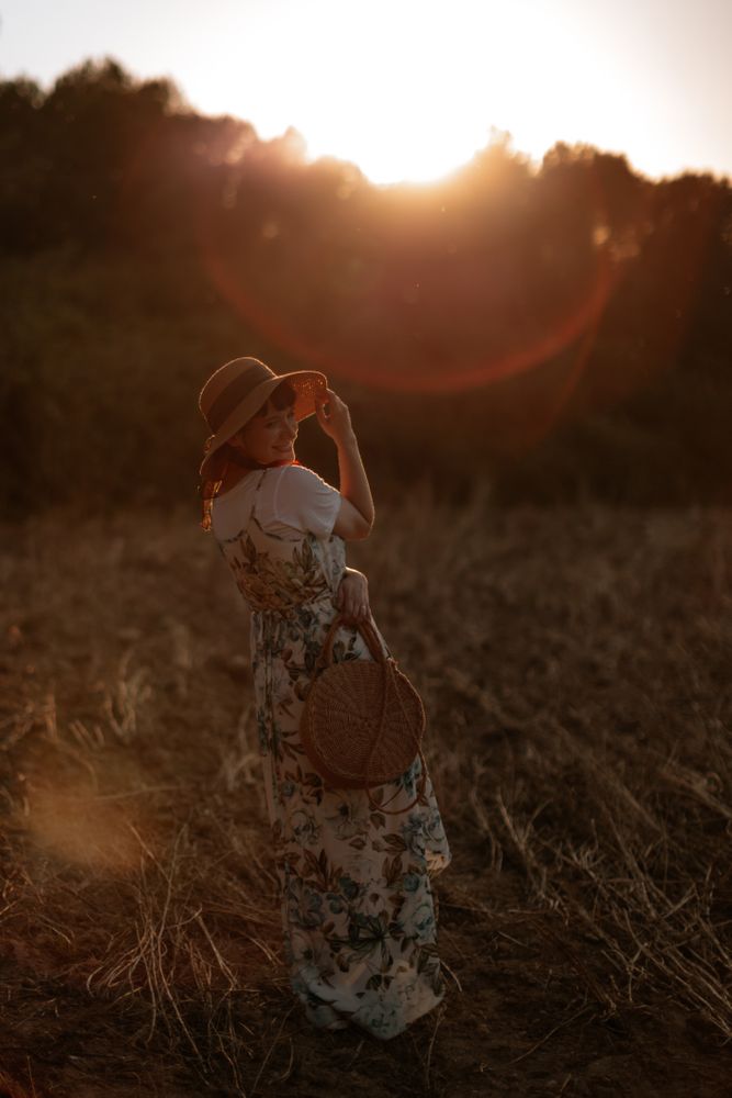 Woman walking in field