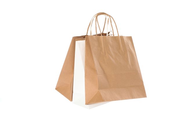 Empty paper bags isolated on blank background