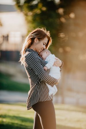 young mother and his baby with down syndrome