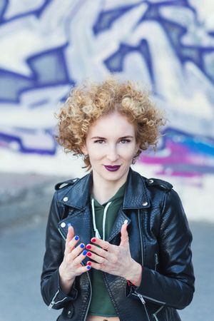 Smiling young woman with hairstyle