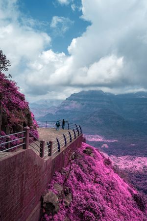 Beautiful infrared landscape of a scenic view at Malshej Ghat in Maharashtra, India