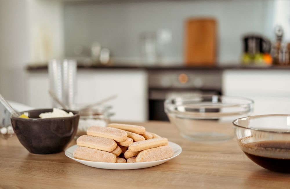 Ingredients for cooking tiramisu