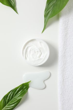 Concept of skin care, cream cosmetic, top view