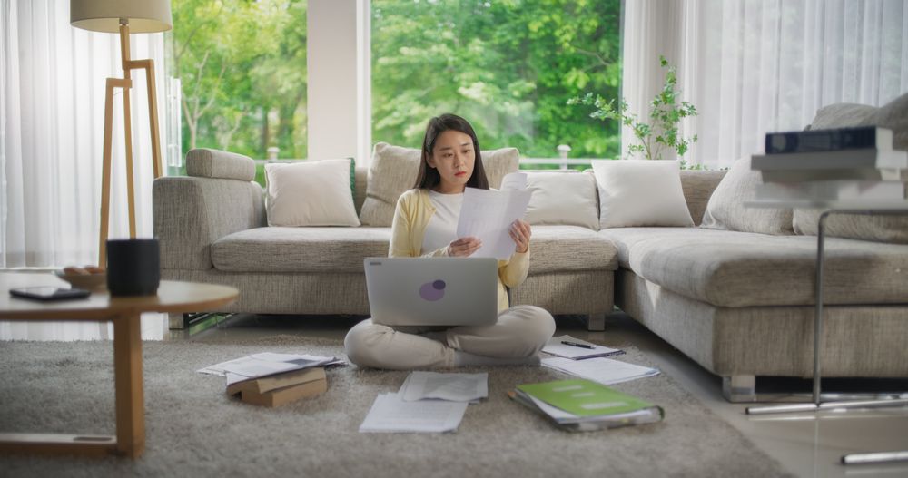 Portrait of a Korean Female Focused on Virtual Work from Home