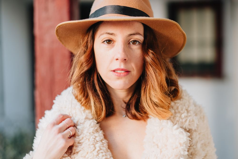 Smiling woman in warm wear