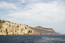 Beautiful limestone rocks on seashore