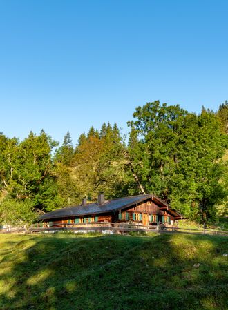Mountain cabin in the Bavarian Alps on a sunny day in summer