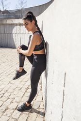 brunette woman running