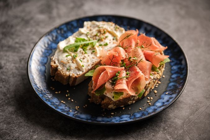 Appetizing fresh bruschetta served on plate