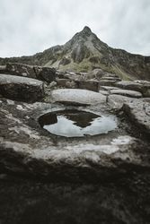 Deserted cliffs and cloudy sky