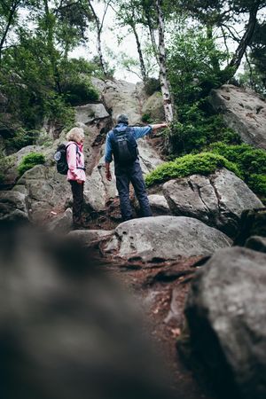 Couple discussing their hiking route