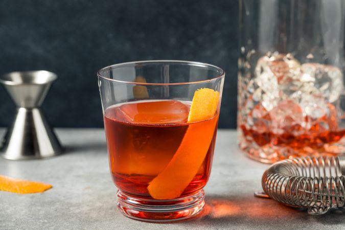 Refreshing Cold Boozy Boulevardier Cocktail