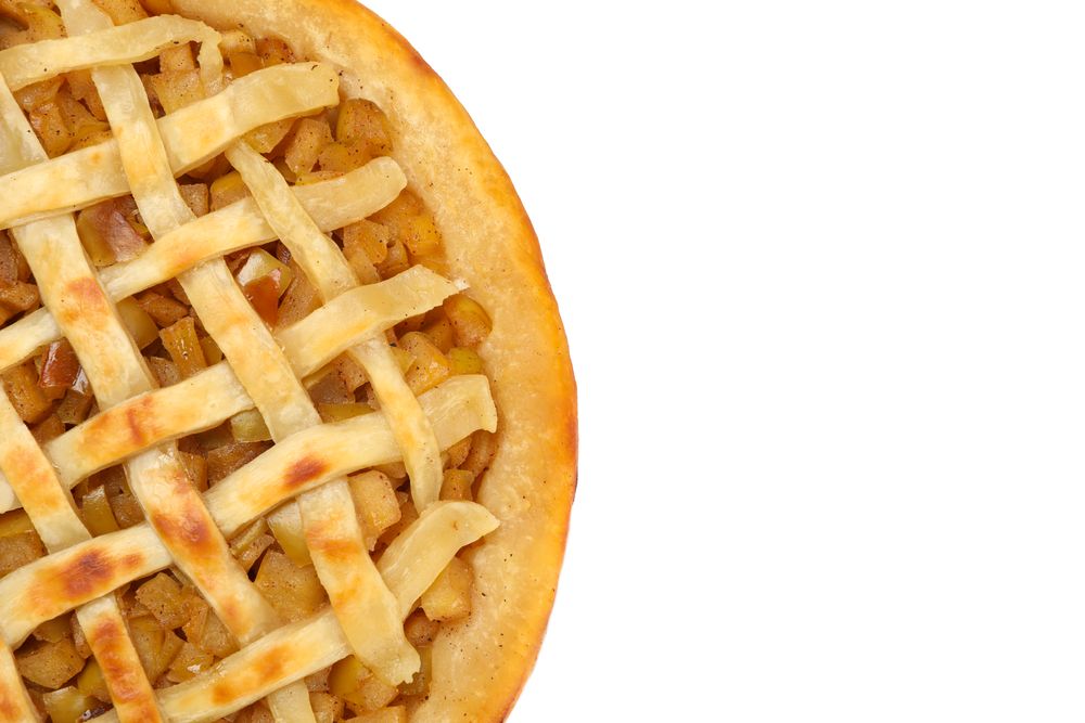 Tasty apple pie isolated on blank background. Homemade food