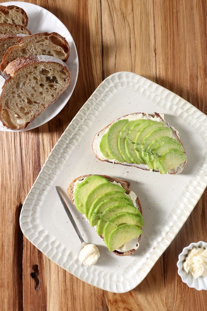 Top View Sourdough Bread with Avocado Slice