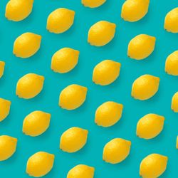 Lemon pattern on bright blue background
