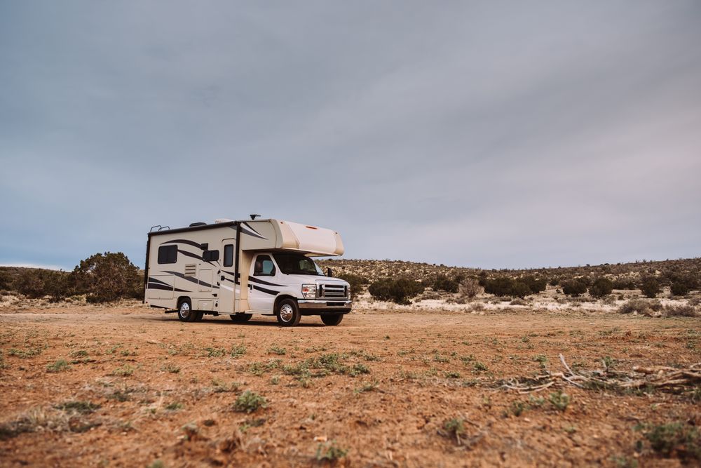 Motor home on field