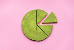 Matcha tart cut in slices