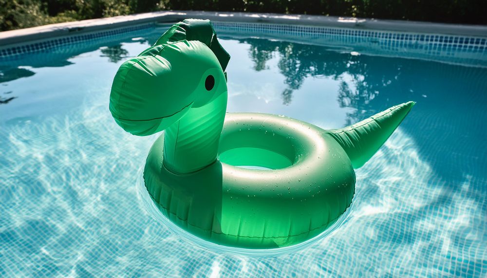 Dinosaur floater on the pool