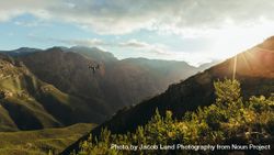 Drone taking pictures of scenic Jonkershoek nature reserve 47O164