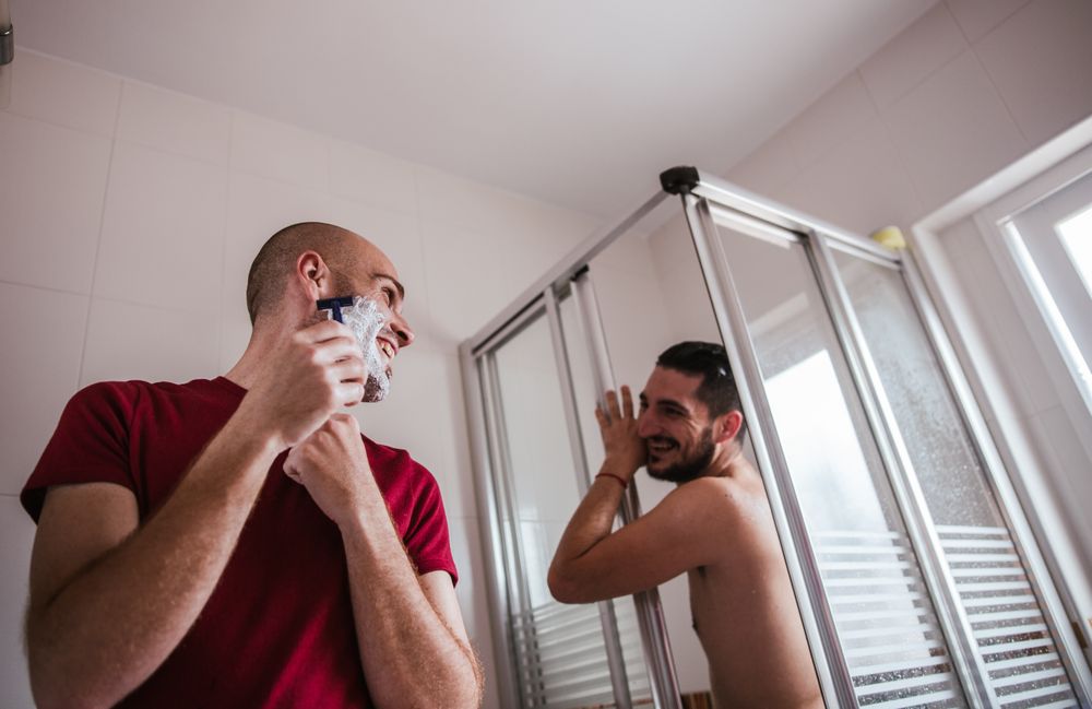 Gay couple in the bathroom