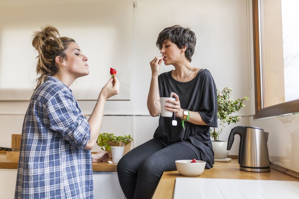 two women at home