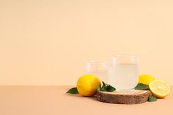 Concept of tasty drink, Limoncello, space for text