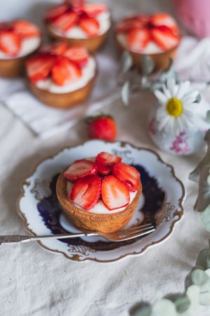 Delicious strawberry and custard mini tart