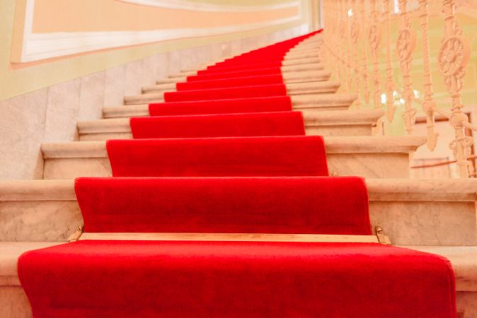 Interior stairs with red carpet