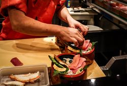 Chef preparing Japanese food