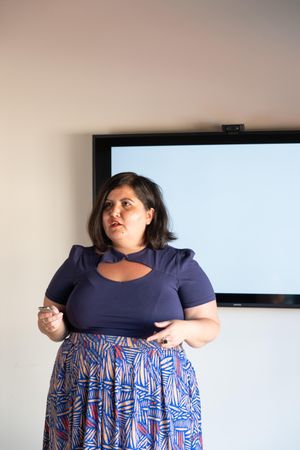 Woman giving a talk