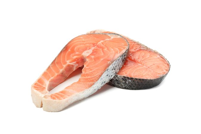 Fresh raw salmon meat isolated on blank background