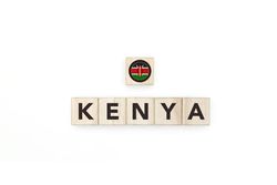 Wooden blocks bearing the name and flag of Kenya.