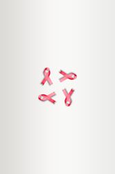 Four pink ribbons on plain background