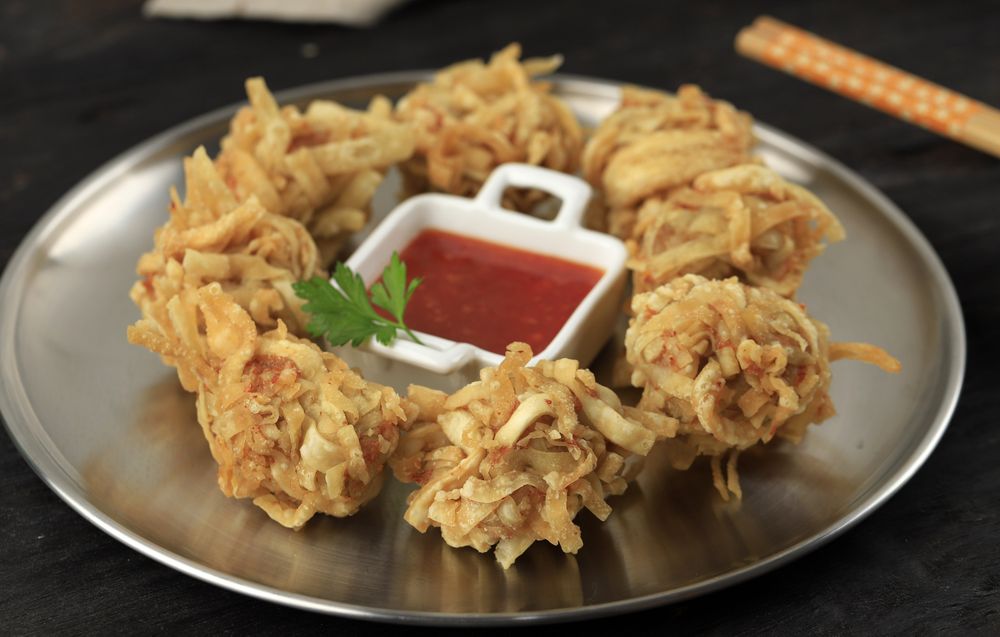 Udang Rambutan or Chinese Fried Dumpling. Shrimp Ball Breaded with Noodles