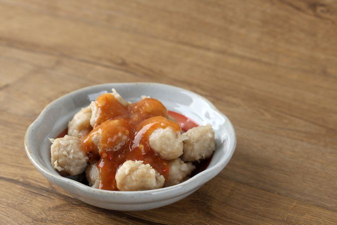 Bakso Pentol Solo Served with Spicy, Sour, and Sweet Sauce