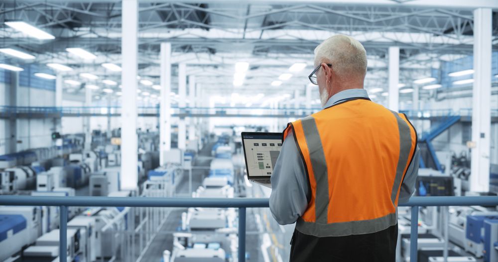 Industrial Engineer Working at a Technology Factory.