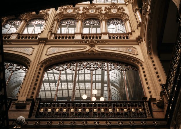 Grand window in The Palacio de Bellas Artes in Mexico City