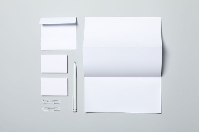 Mockup business brand template on light gray background, space for text