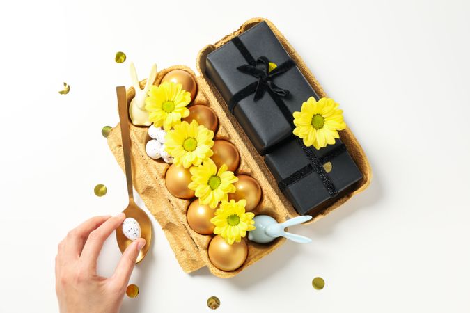 Pension rewards, returns and investment funding concepts, golden eggs
