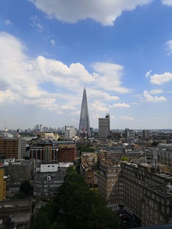 Wide shot of The Shard in downtown London