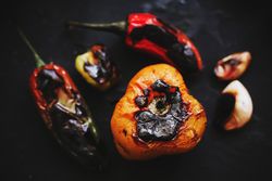 Grilled vegetables on tray