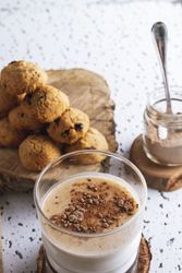 Homemade cookies with cacao powered and milk
