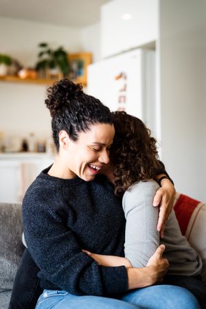 Loving lesbian couple embracing