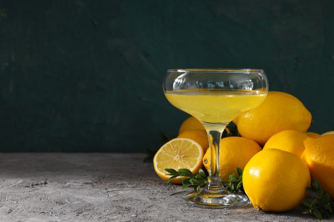 Concept of fresh summer drink - Limoncello cocktail