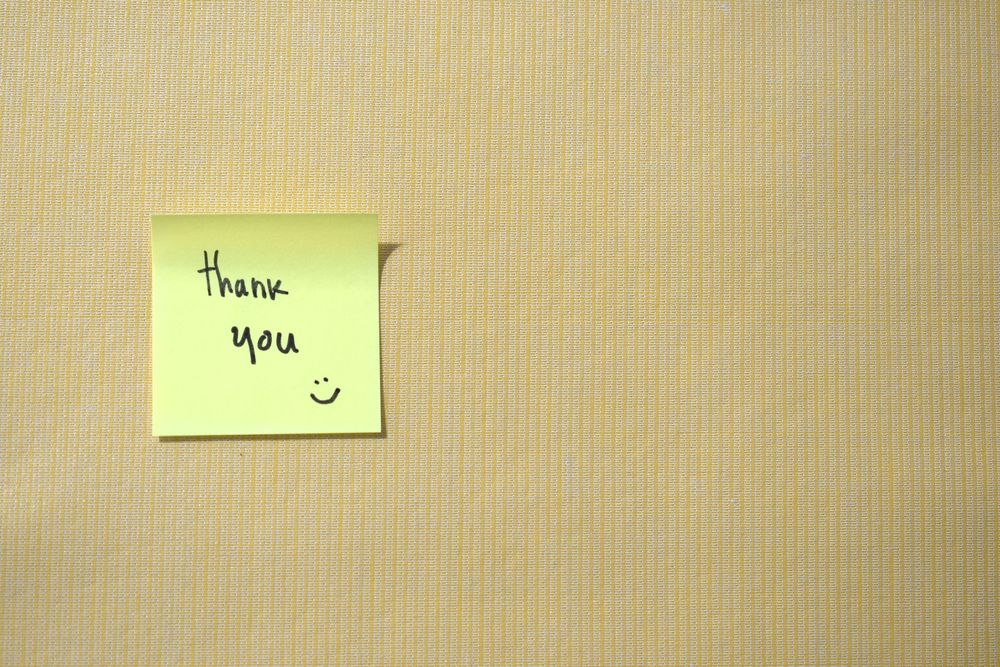 Thank you on sticky notes